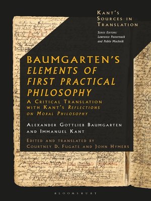 cover image of Baumgarten's Elements of First Practical Philosophy